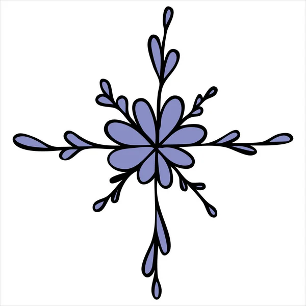 Copos Nieve Mano Alzada Divertido Lindo Garabatos Invierno Lindo Vector — Vector de stock