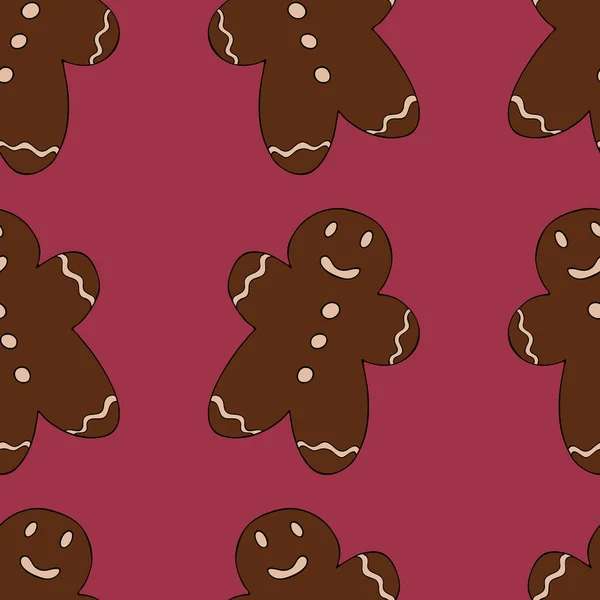 Galletas Jengibre Navidad Lindo Con Hielo Forma Hombre Sobre Fondo — Vector de stock