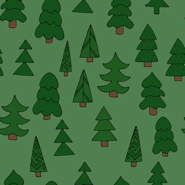Милые Простые Деревья Зеленом Фоне Милые Картинки Новый Год Рождество — стоковый вектор