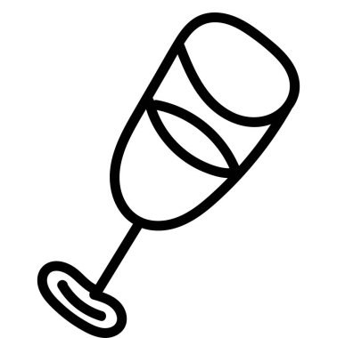 Doğum günü için bir bardak şampanya, boyama kitabı, karalama stili vektör unsuru, çocuklar için sevimli çizimler.