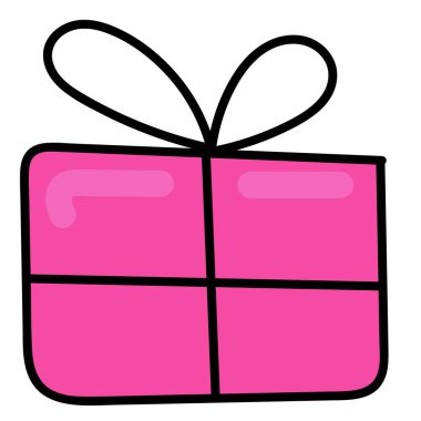 Doğum günü hediyesi olan pezevenk kutusu, karalama stilinde vektör rengi, çocuklar için şirin çizimler.