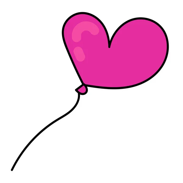 Ballon Rose Forme Coeur Pour Anniversaire Élément Couleur Vectorielle Dans — Image vectorielle