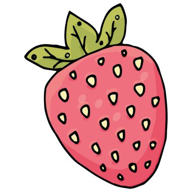 tatlı kırmızı çilek, kawaii tatlılar, vektör, çocuklar için şirin çizimler, kawaii tatlıları