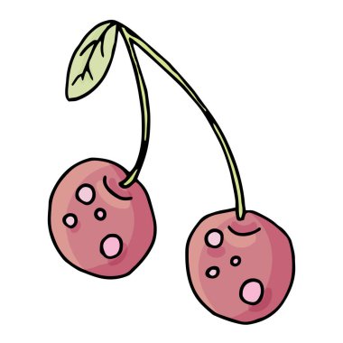 tatlı kiraz, kawaii tatlı vektör elementleri çocuklar için şirin çizim