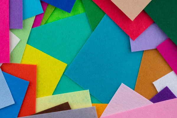 Bir sürü renkli keçe. Yukarıdan görüntüle