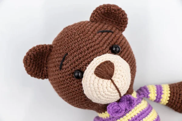Grappige Handgemaakte Gebreide Toy Bear — Stockfoto