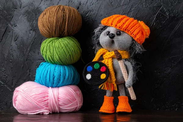 Jouet Drôle Tricoté Hérisson Jouet Amigurumi Crochet Animaux Peluche — Photo