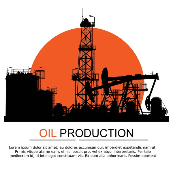 Bombas Aceite Atardecer Industria Petrolera Extracción Petróleo Crudo Ilustración Vectorial — Vector de stock
