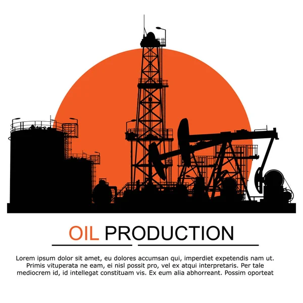Gün Batımında Yağ Pompaları Petrol Endüstrisi Ham Petrolün Çıkarılması Vektör — Stok Vektör