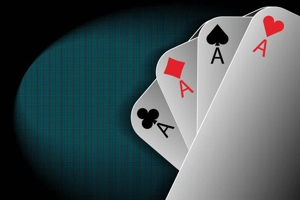 Σύνολο Τεσσάρων Άσων Που Παίζουν Χαρτιά Ταιριάζει Κερδίζοντας Χέρι Πόκερ — Διανυσματικό Αρχείο