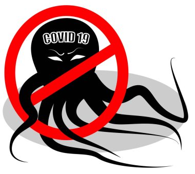 Coronavirüs için illüstrasyon durdurma işareti. Coronavirüs bir canavar..