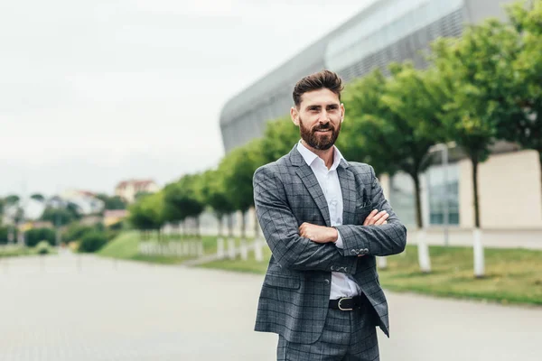 Retrato Sexy Modelo Hombre Negocios Moda Guapo Vestido Con Elegante — Foto de Stock