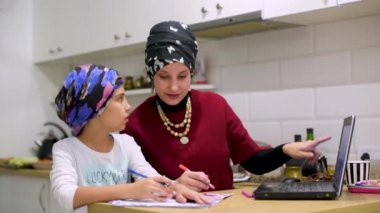 Anne ve kızı boyayıp sarılıyorlar ondan sonra. Anne ve küçük kız evde ödev yapıp kitap okuyorlar..