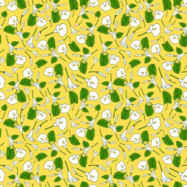 vektör illüstrasyon eps 10. beyaz calla zambak yapılan dikişsiz desen. El çizimi