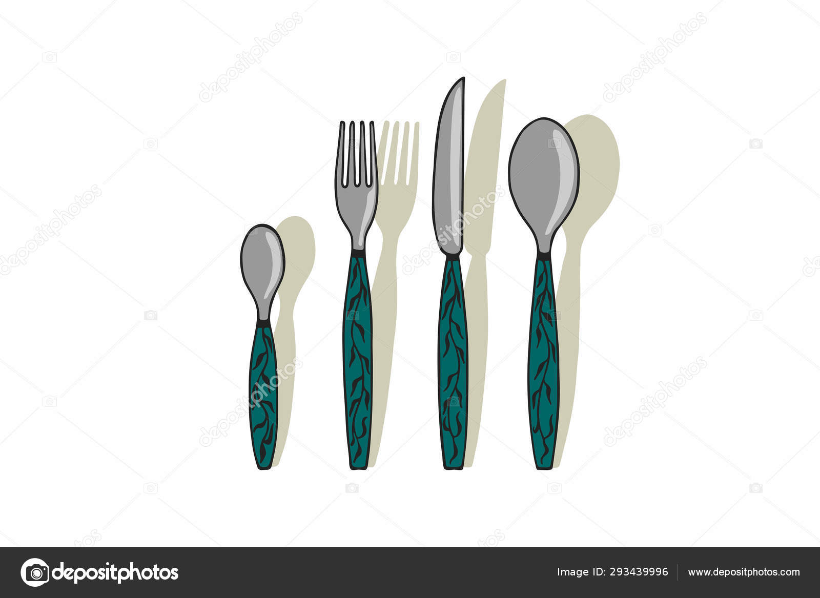 Vector Illustration Small Spoon Fork Knife Big Spoon Hand Drawing Stock Vector C M Vector Illustration Small Spoon Fork Knife Big Spoon Hand Drawing Stock Vector C M