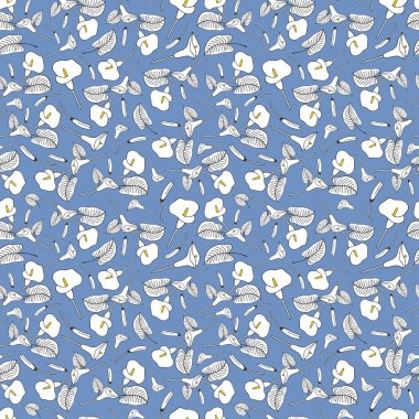 vektör illüstrasyon eps 10. beyaz calla zambak yapılan dikişsiz desen. El çizimi