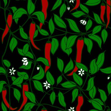 acı biber dikişsiz desen. eps10 vektör illüstrasyon. el çizimi