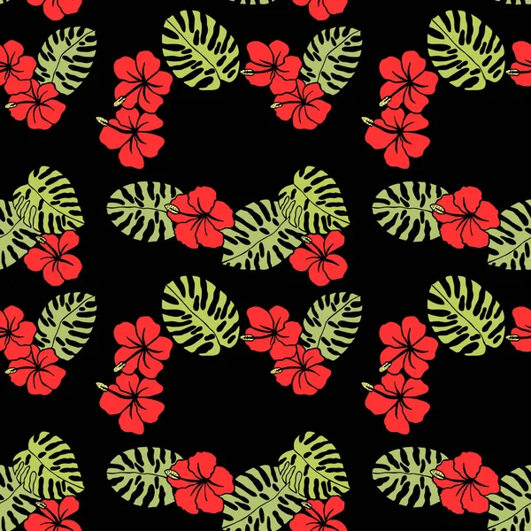 熱帯の花 シームレスなパターン Eps ベクトルイラストレーション 手描き — ストックベクタ