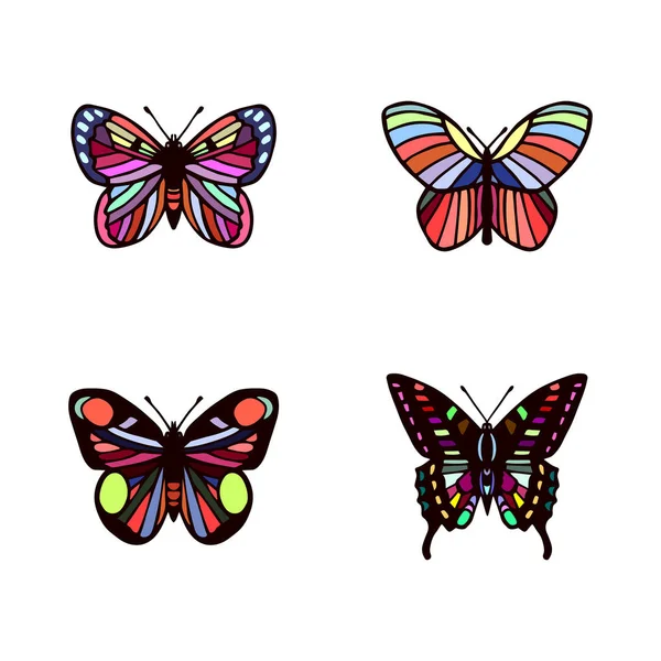 Schmetterlingsgruppe Eps10 Vektorabbildung Handzeichnung — Stockvektor