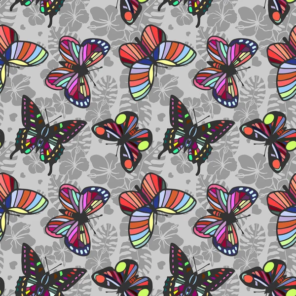 Papillons Motif Sans Couture Illustration Vectorielle Eps10 Dessin Main — Image vectorielle