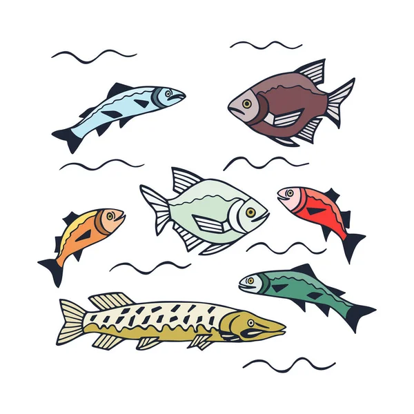 Colorato Modello Pesce Senza Soluzione Continuità Eps10 Illustrazione Vettoriale Disegno — Vettoriale Stock
