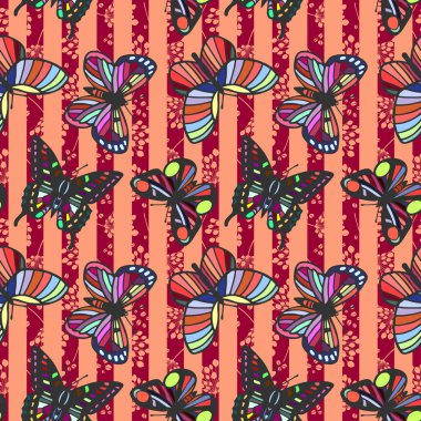 kelebekler dikişsiz desen. eps10 vektör illüstrasyon. el çizimi