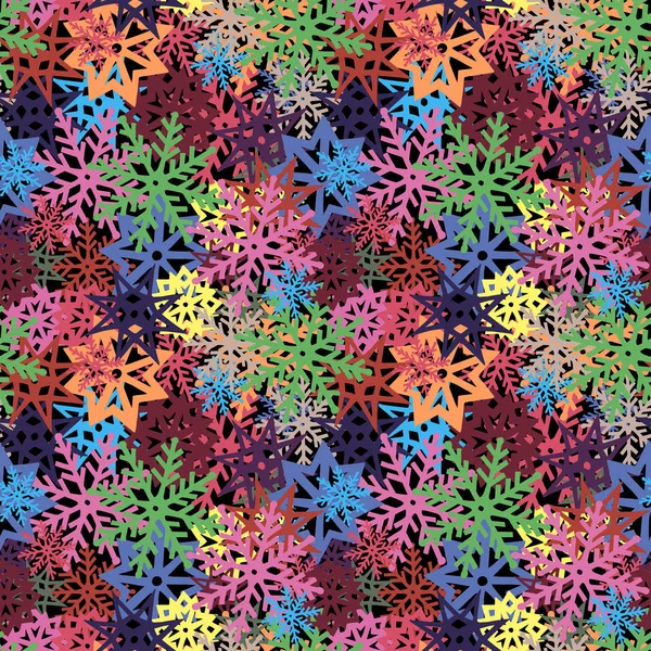 Nouvel Multicolore Flocons Neige Motif Sans Couture Dessin Main Illustration — Image vectorielle