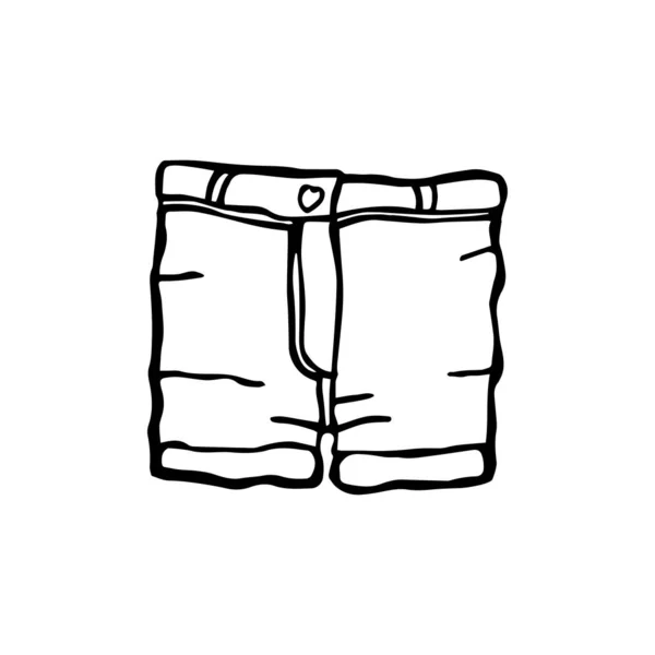 Roupa Calças Curtas Eps10 Ilustração Vetorial Desenho Manual Linha Arte — Vetor de Stock