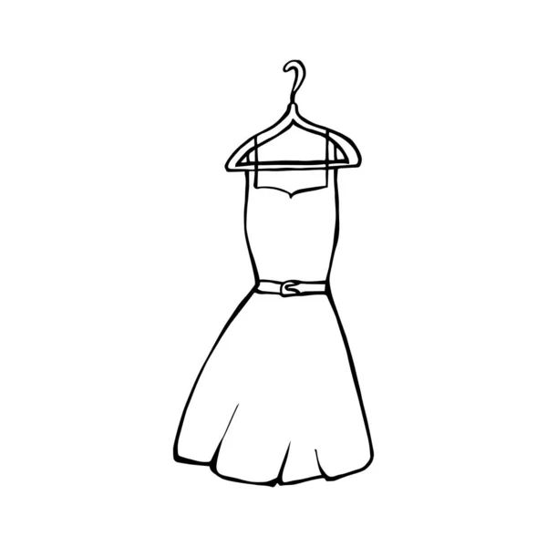 Ρούχα Φόρεμα Eps10 Απεικόνιση Διανύσματος Σχέδιο Χειρός Γραμμή Τέχνης — Διανυσματικό Αρχείο