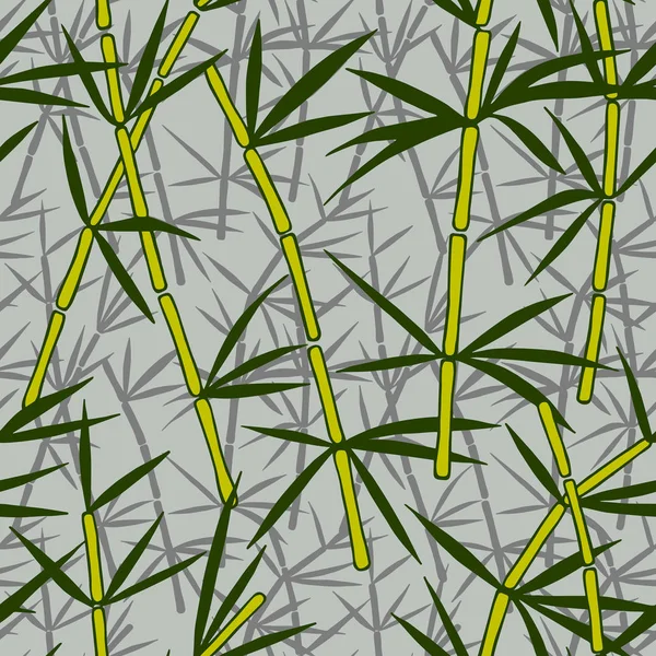 Nahtloses Muster Bambuszweige Mit Blättern Eps10 Vektorabbildung Handzeichnung — Stockvektor