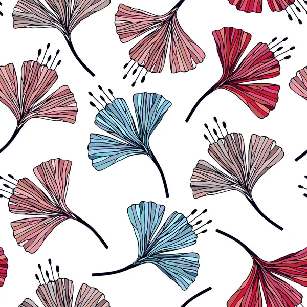 装飾的な花シームレスなパターン Eps10 ベクトルイラストレーション 手描き — ストックベクタ