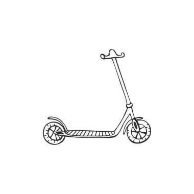 cartoon  electric scooter. eps10 vector illustration. hand drawing. art line