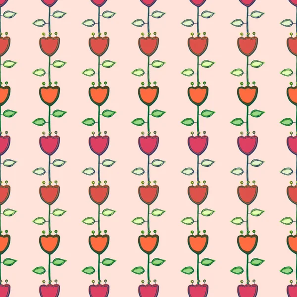 Flores Decorativas Tulipanes Estilo Escandinavo Eps10 Ilustración Vectorial Dibujo Mano — Vector de stock