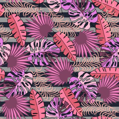 Tropikal yaprakların kusursuz deseni. Vektör illüstrasyon eps10.