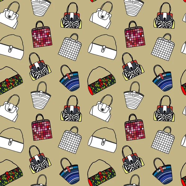 Abstrakte Nahtlose Bunte Muster Mit Weiblichen Handtaschen Vektor Illustration — Stockvektor