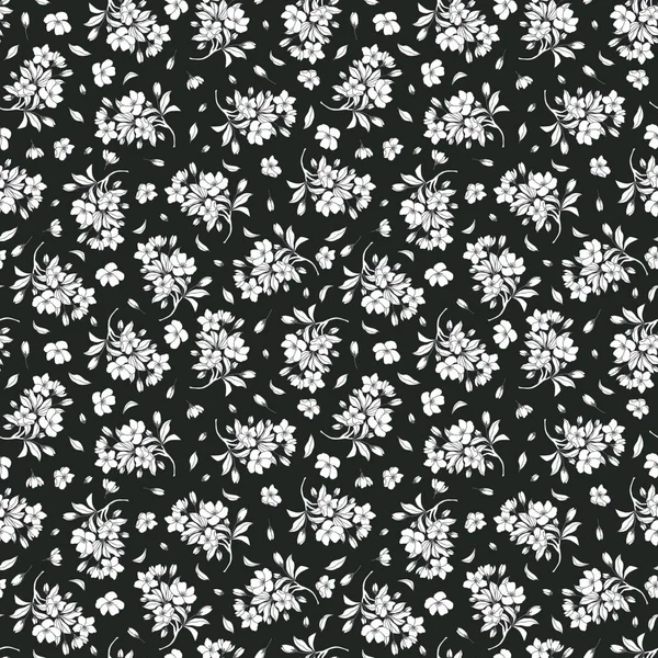 Çiçeklerle, vektör illüstrasyonuyla kusursuz bir desen.
