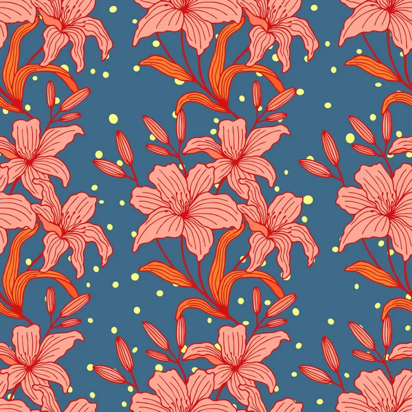Nahtlose Muster Von Blumen Glocken Handgezeichnet Vektor Illustrationen — Stockvektor