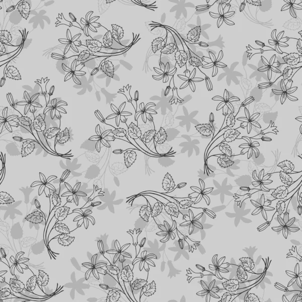 Çiçeklerin kusursuz deseni. Çanlar el çizimi, vektör çizimleri.