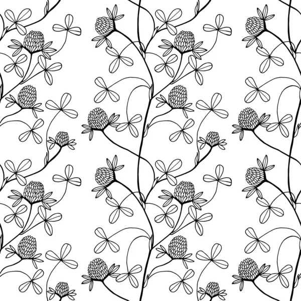 Hladký Vzor Květin Vektorové Ilustrace Černé Bílé — Stockový vektor
