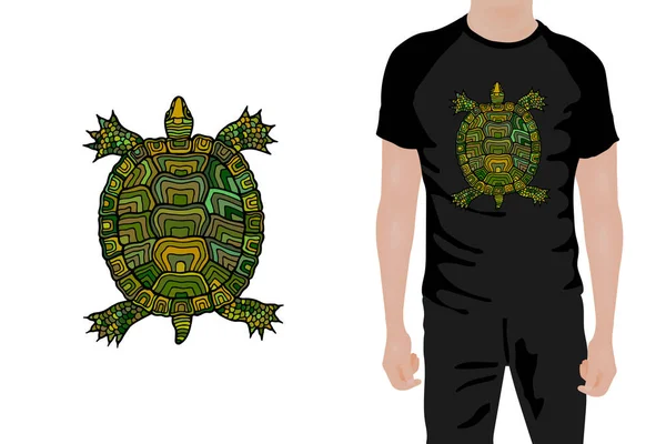 Ilustração Vetorial Shirt Imprimir Com Tartaruga Animal — Vetor de Stock