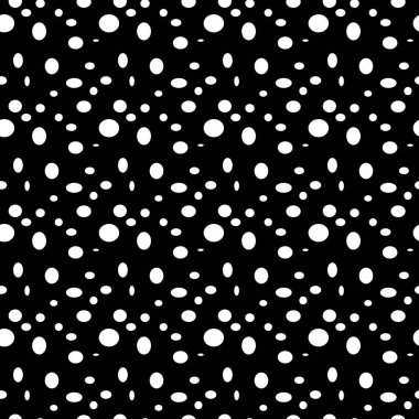 Çeşitli elipsli vektör deseni, beyaz üzerine siyah