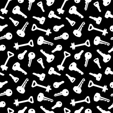 Siyah arkaplanda beyaz tuşlu pürüzsüz vektör deseni