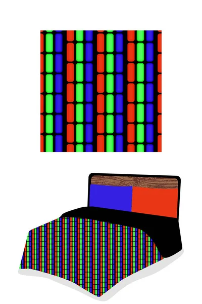 Quadrado Padrão Colorido Com Linhas Cama Com Padrão Cobertor — Vetor de Stock