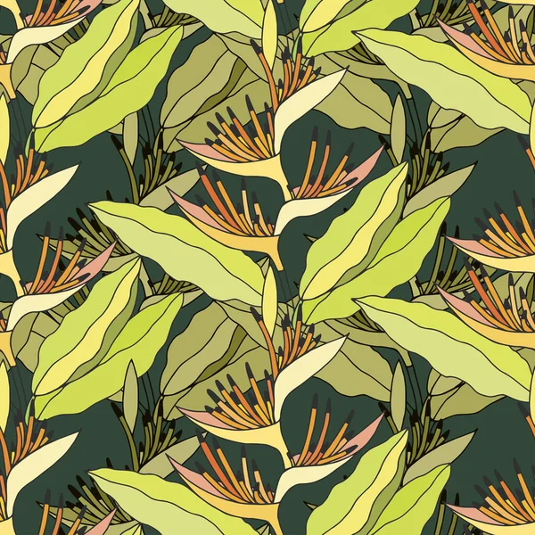 Motif Vectoriel Sans Couture Avec Fleurs Tropicales Strelitzia — Image vectorielle