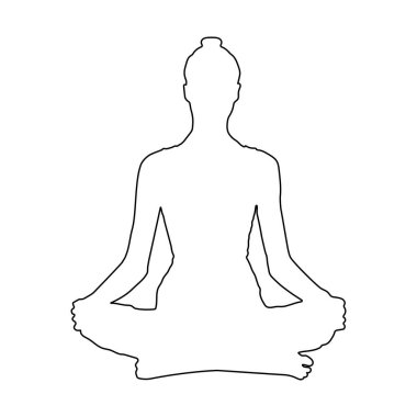 Asana 'da meditasyon yapan bir adamın silüeti.