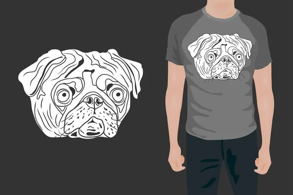 Pug Print Design Man Met Bedrukt Shirt — Stockvector