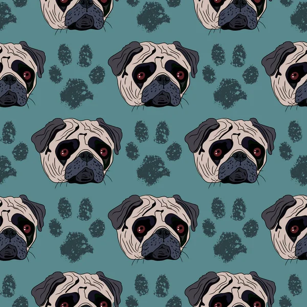 Köpekleri ve patileri olan kusursuz vektör deseni 