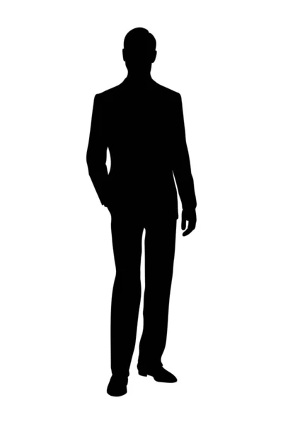 Silhouette Man Fromal Suit Isolated White — Stock Vector