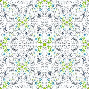  Mozaik motifli kusursuz desen ve uçsuz bucaksız çiçek deseni 