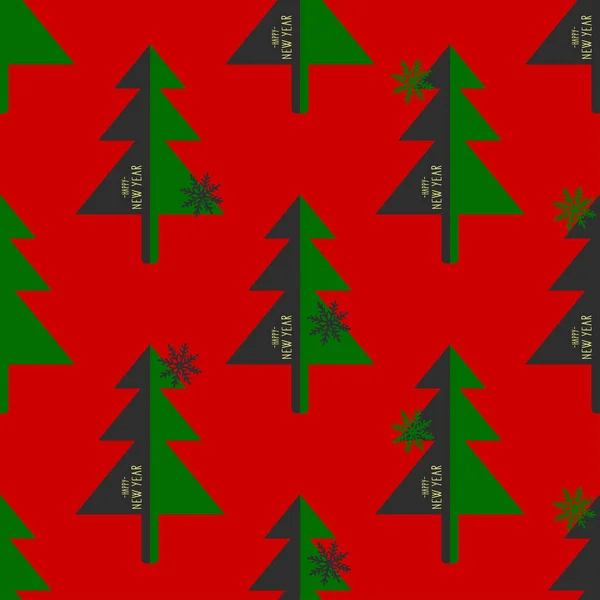 Padrão Sem Costura Com Desenho Árvores Natal Com Flocos Neve —  Vetores de Stock
